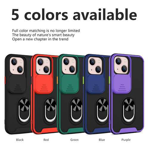 Funda de teléfono con funda de cámara deslizante con soporte para anel